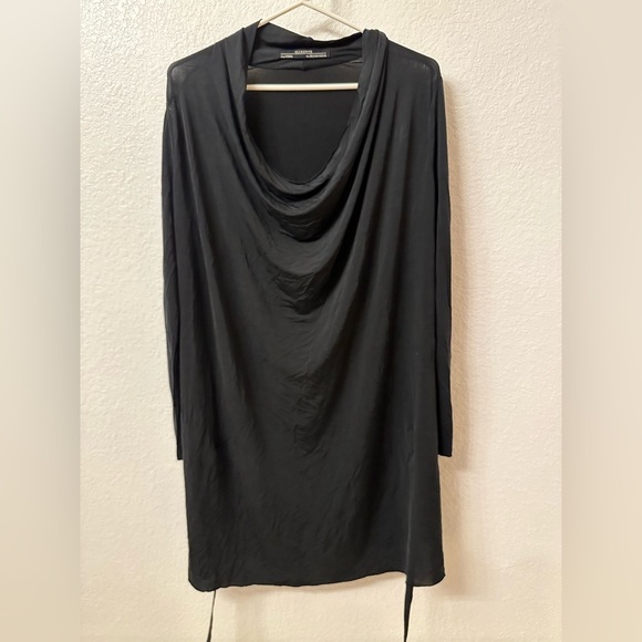 Allsaints Amei Draped Long Sleeve Minidress Size US4 Black - Picture 5 of 9